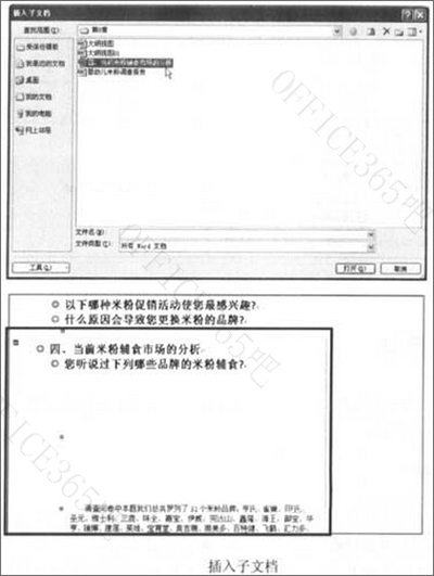 word2007怎么插入一个子文档