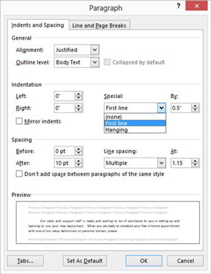 在word2010中段落的缩进方式