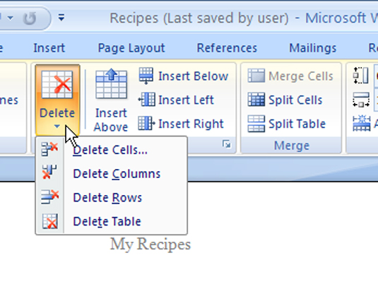 word2007中如何删除表格整列内容