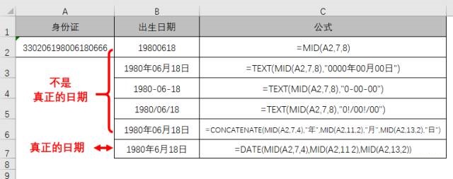 excel表格用身份证号提取出生日期