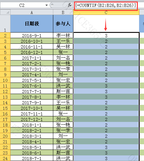 计算重复个数的excel公式